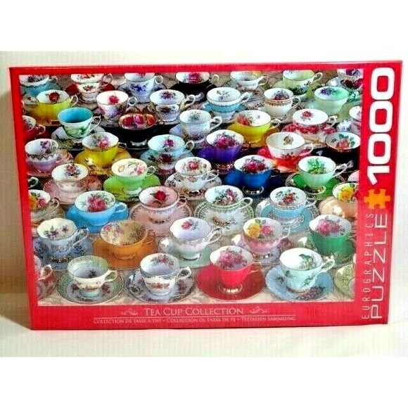 Eurographics Teacup Saucers Jigsaw Puzzle 1000-Pc Recycled Cardboard Gift NEW - Picture 1 of 2